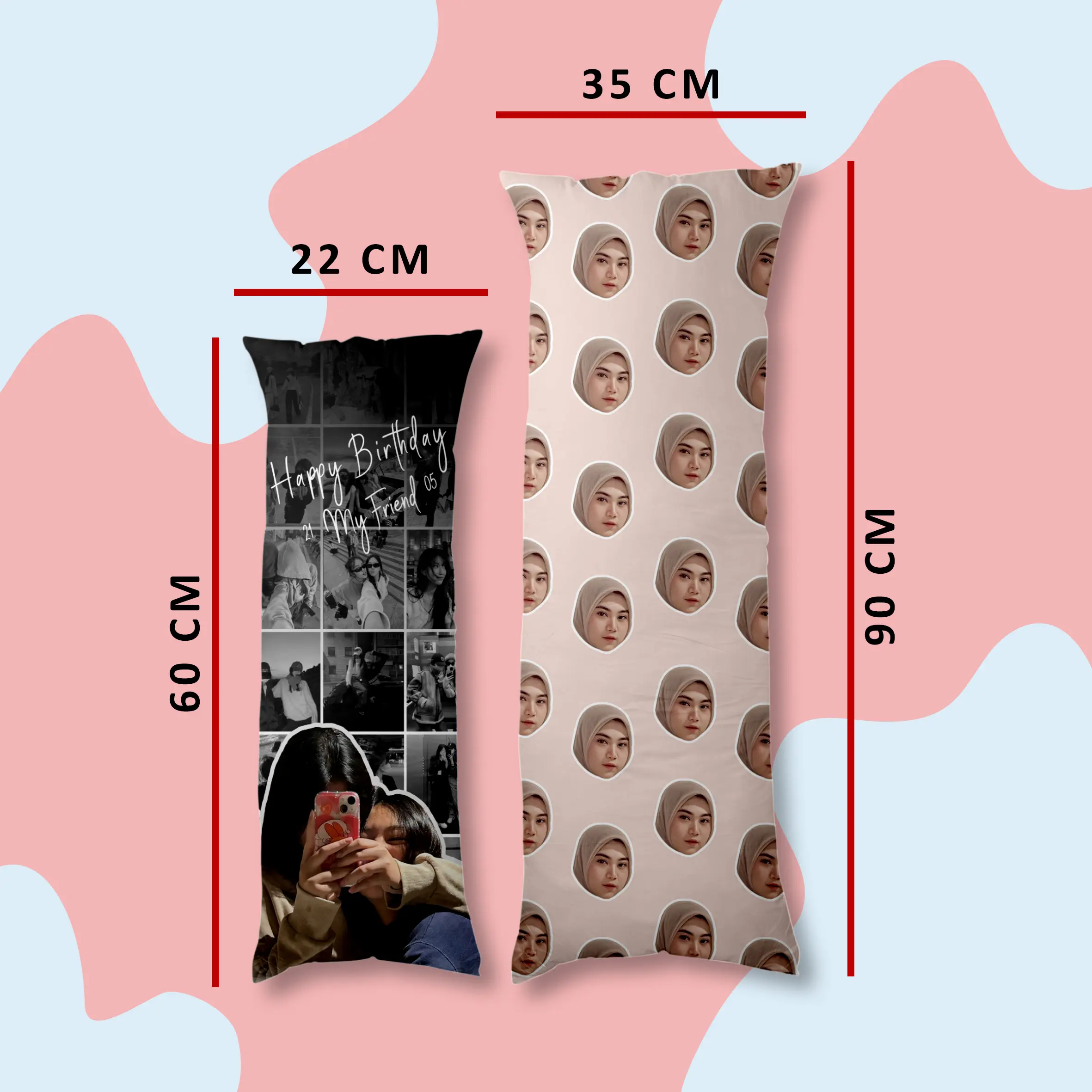 Bantal Guling Custom Fot 1 HARI JADI | Bantal Full Print | Bantal Kado Unik
