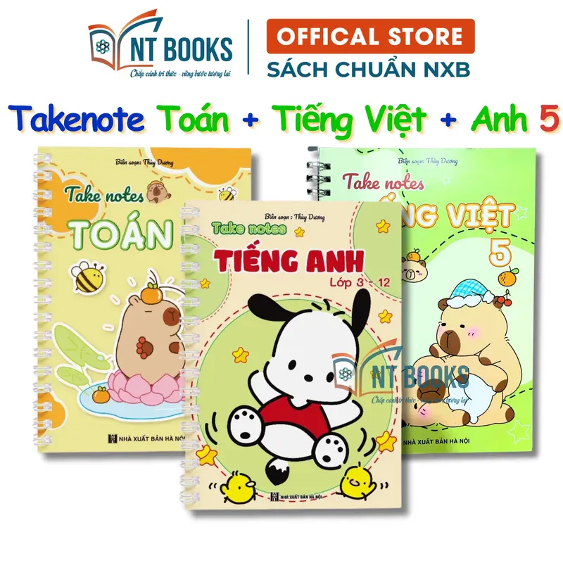 Sách - Số tay Takenote lớp 5: Toán + Tiếng Việt + Tiếng Anh 3-12 khổ A5 (Phiên Bản Mới Nhất) - TV 0