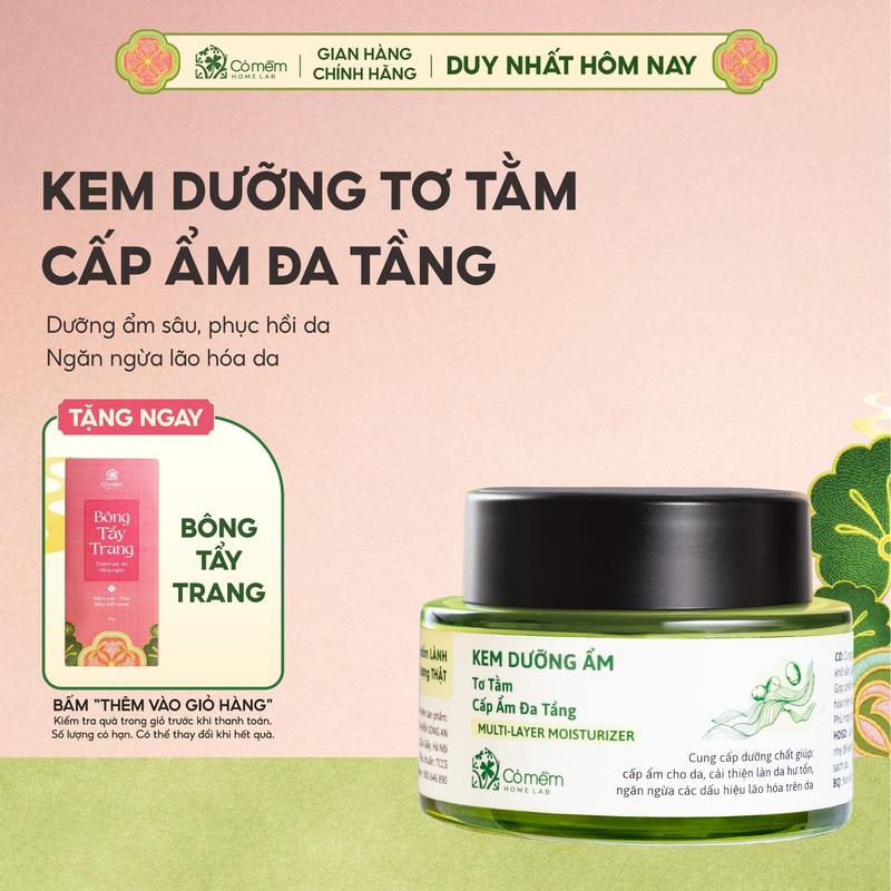  Kem dưỡng ẩm đa tầng phục hồi da Tơ Tằm và Kem dưỡng kiềm dầu giảm mụn Rau Má Skincare Cỏ Mềm 50gr 