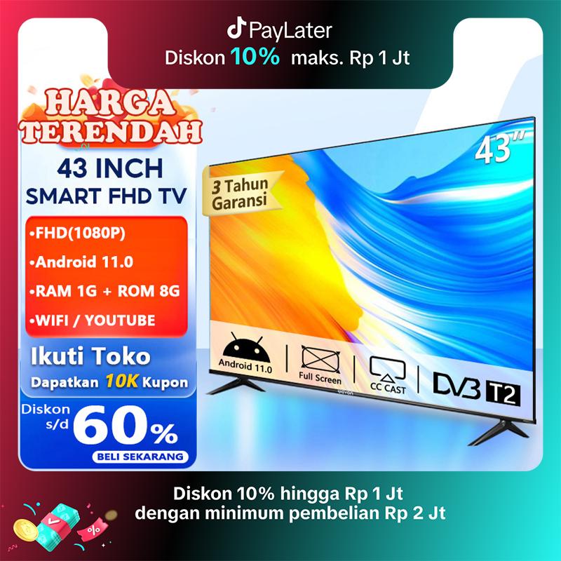 【ANDROID S43  】 LED Full HD Ready Smart TV Televisi Murah(SMART-S43A) hdmi lcd Layar YOUTUBE NETFLIX Android  12   wifi tv google wifi-netflix-youtube-prime video led 1080P hdmi  HDR full HD HDR 0