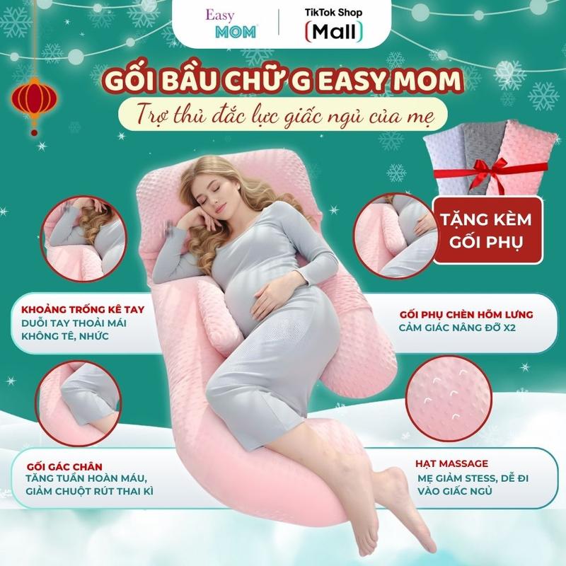  Gối bầu chữ G Easy MOM Gối ngủ thiết kế mới chỗ để tay nâng đỡ hỗ trợ giảm đau lưng cho bà bầu 