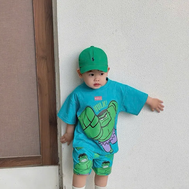 Bộ đùi mùa hè HUK màu xanh cho bé trai