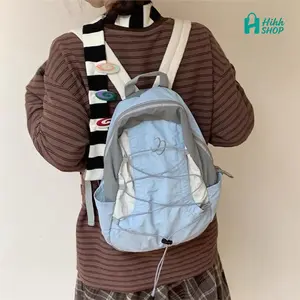 HihhShop Backpack dan Mini Backpack Tas Nylon Polos Ransel Wanita Import Tas Remaja Aesthetic Style Korea kapasitas tinggi grey tas laptop Sekolah Simple Kasual Street Style Aesthetic Warna Grey Ukuran Kecil P 20 cm x L 11 cm x T 27 cm