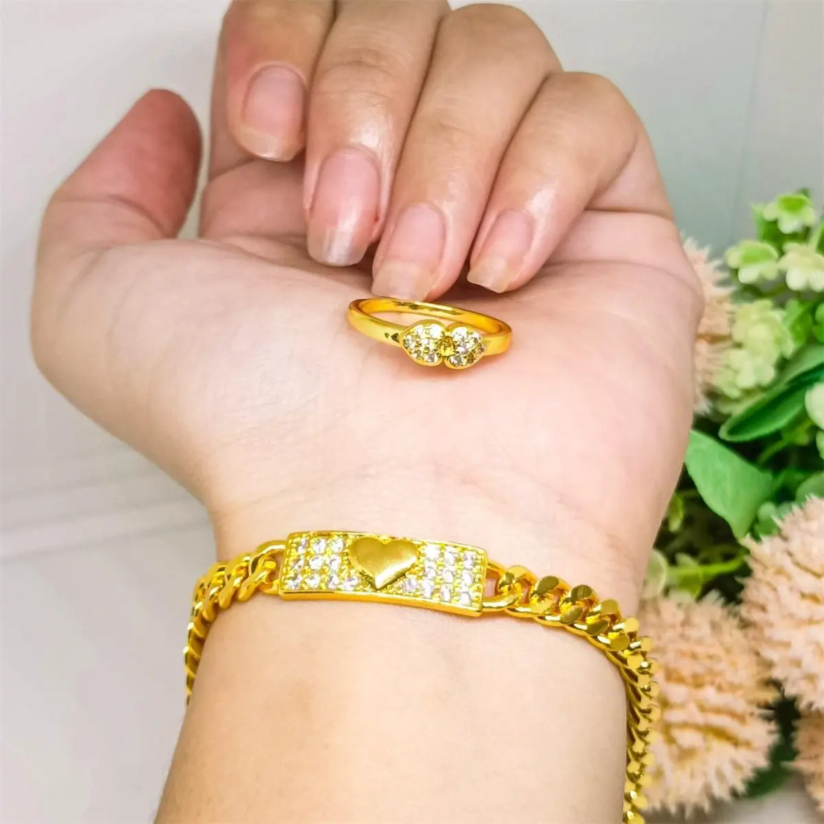 Gelang Kendari Free Cincin Perhiasan Lapis Emas 24K Gold Gelang Tangan Bracelet Fashion Bangle Anti Karat Tidak Mudah Luntur