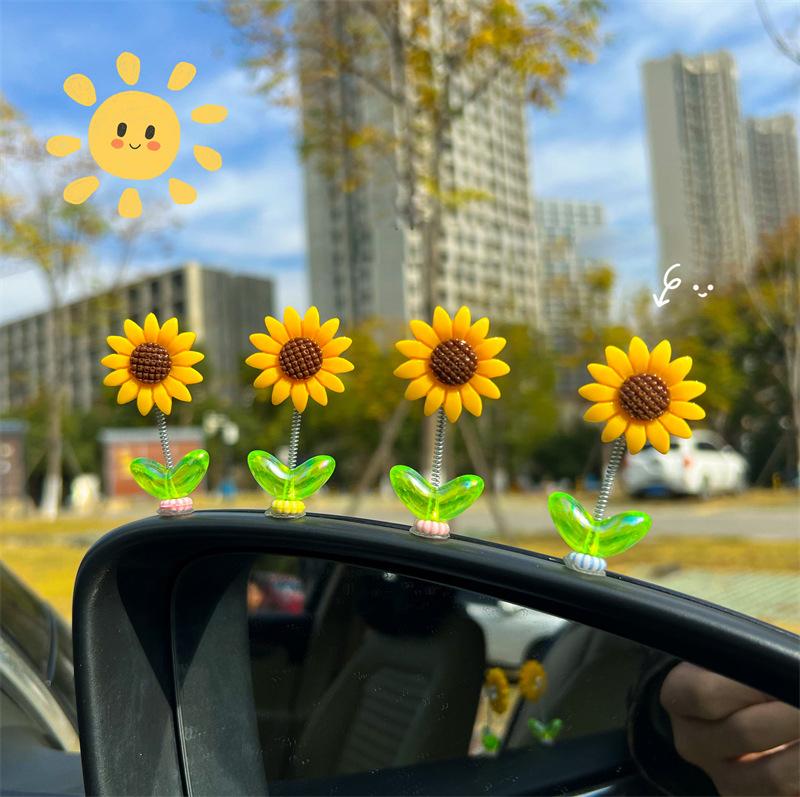 Set 5 Cây Hoa Hướng Dương Mini Dễ Thương Trang Trí Tablo Xe Hơi, Bàn làm việc...