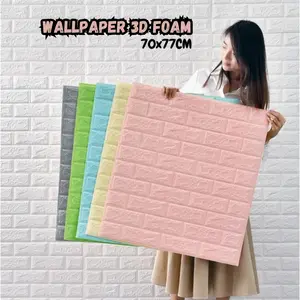 Wallpaper 3D Foam Motif Batu Bata Ukuran 70x77 CM / Wallpaper Dekorasi Dinding Kamar Termurah