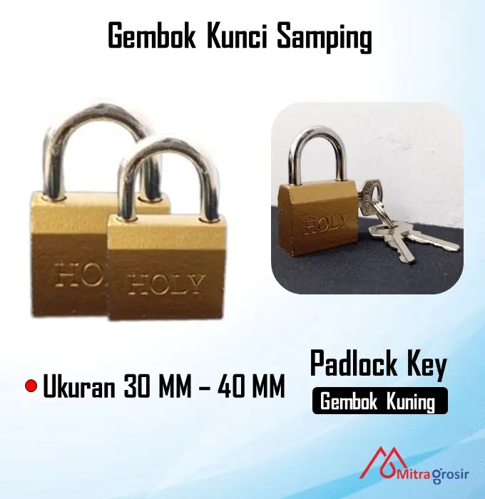 Gembok Samping 30 MM Anti Maling untuk Pagar Pintu Rumah 40 MM