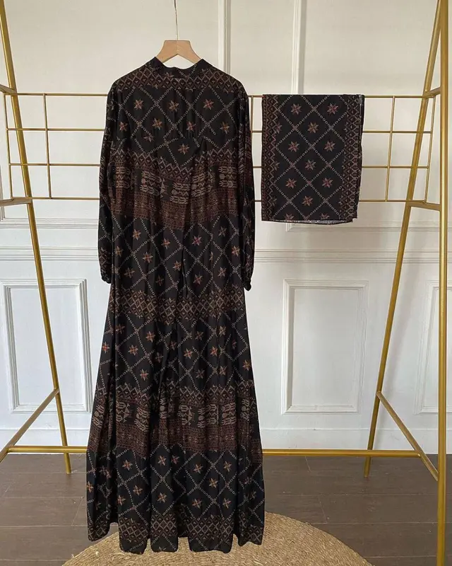 Gamis set Hijab ORIGINAL RAYON DIAMOND. Tebal adem motif BEST SELLER 7