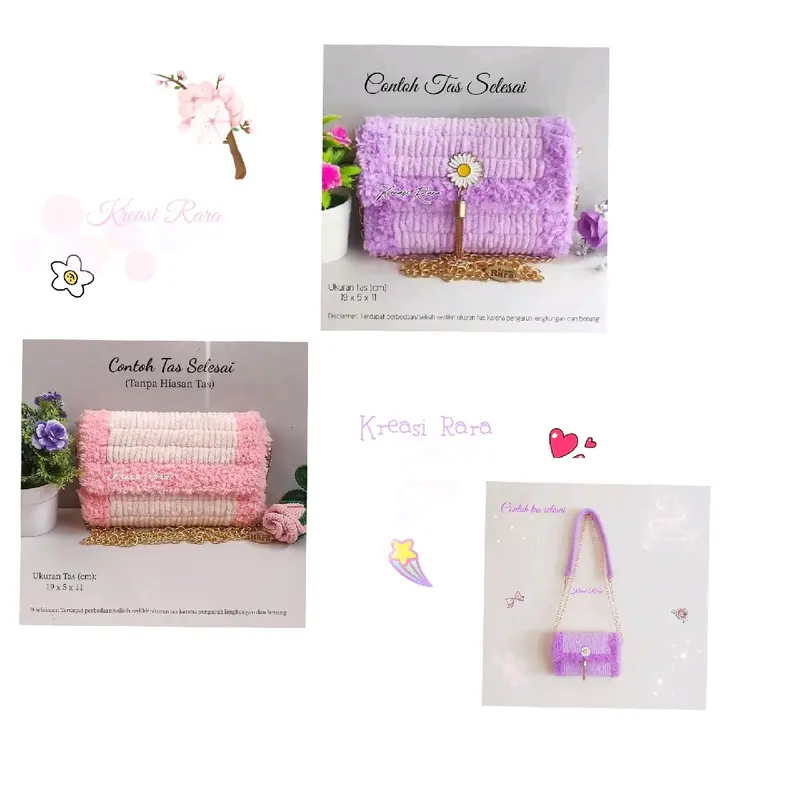 DIY Tas Kanvas Plastik/Mudah + tutorial/pemula friendly/benang handuk/towel yarn/benang chenille/variasi/aksesoris/Alat lengkap/PCH2 1