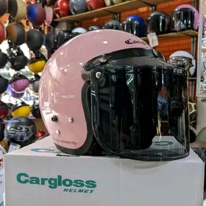 Bogo Helm Cargloss Retro Pria Wanita SNI Original Kaca Cembung Desain Elegan Hitam Glossy Perlindungan Maksimal Visibilitas Aman Motorcycle