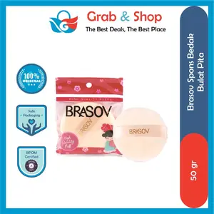 BRASOV Spons Bedak Bulat 1 Pcs Sponge Puff Make Up Tools Foundation XX-CT-SPONS Krem Beauty Sponge Blender Produk Asli Original BPOM RI