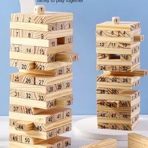 permainan susun 54 balok kayu dengan 4 d4du