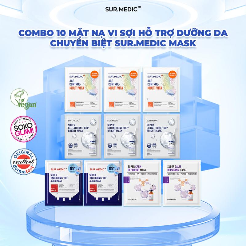 KOL - Combo 10 Mặt Nạ Hỗ Trợ Dưỡng Da SUR.MEDIC Mask 30g/miếng