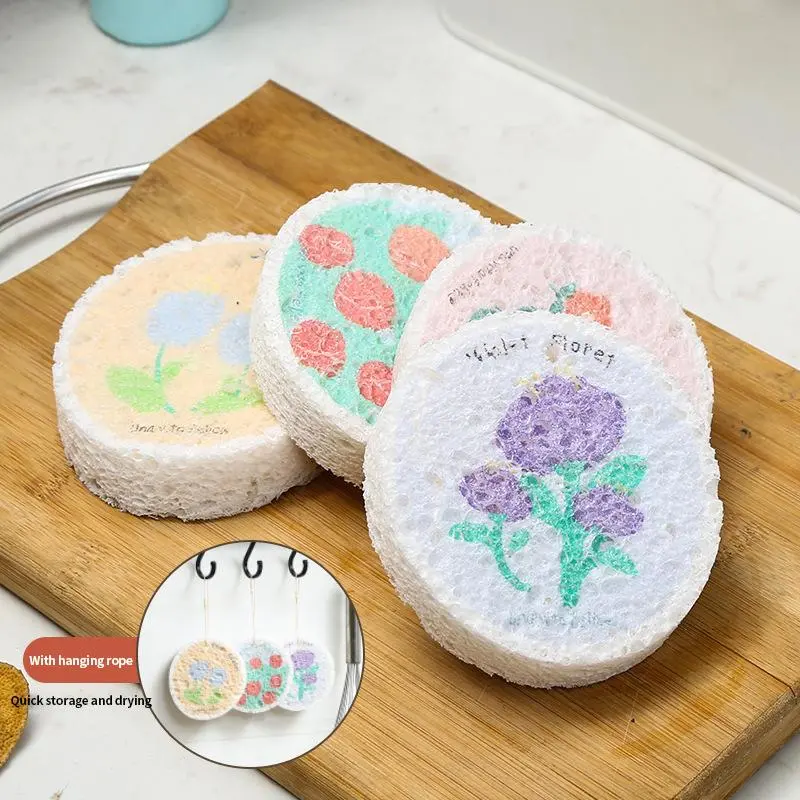 HOME+ 2CM Thicken Dishwashing Sponge 8.5CM Big Compressed Wood Pulp Cotton Sponge Wipe Kitchen Cleaning Sponges
