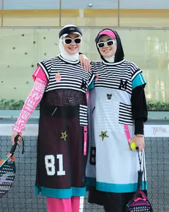 Xiomara Sporty Salur Collection by Numiaa Fashion I Tunik Jala & Set Celana Rok Allsize Fit to XL