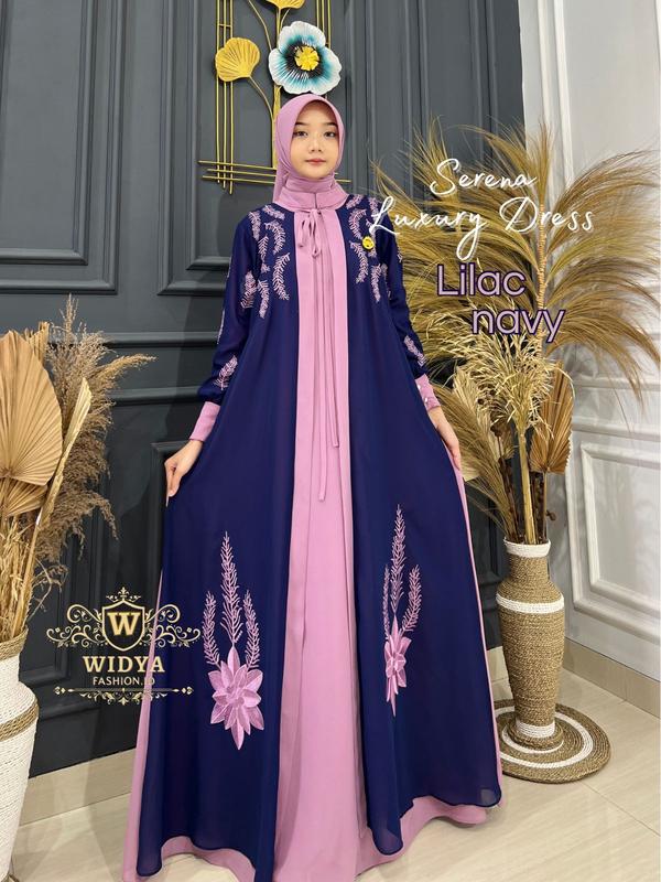 Widya Fashion Id - Serena Luxury Set Hijab Persegi Set Outher (Menyatu Tidak Terpisah) Bahan Ceruti Polos Full Furing Gamis Wanita Muslim Elegan Gamis Busui 4
