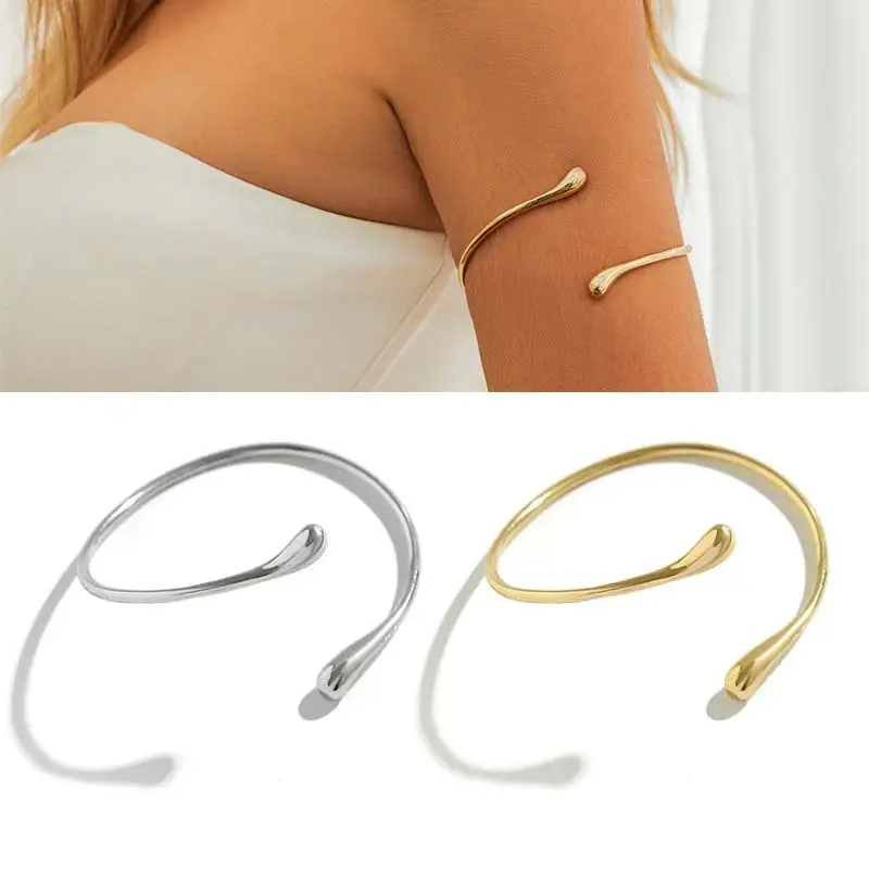 Arm Bracelet Twisted Open Cuff Bracelet On The Upper Arm Water Drop Shape Bangles Adjustable Arm Jewelry Party Girls