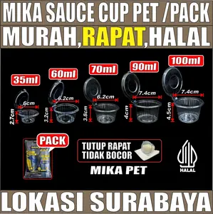 Mika saus cup puding tutup sambung u saos sambal 25ml 35ml 60ml 70ml 90ml 100ml pack 50pcs HALAL SBY