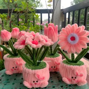 Kerajinan Tangan Bunga Pot dari Kawat Bulu Hiasan Tahan Lama - Pilihan Unik dan Menawan