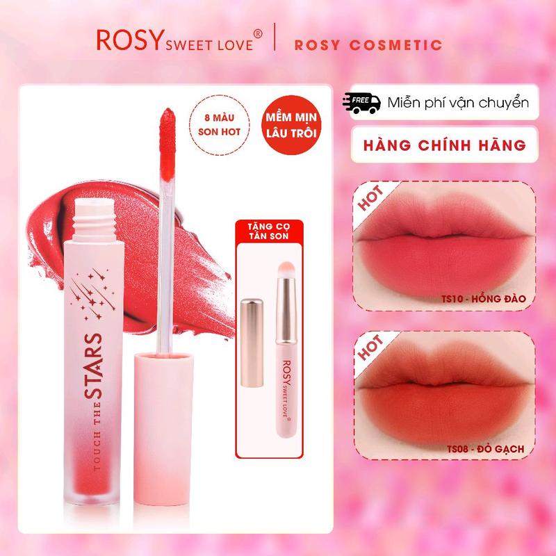 LS - Touch The Stars Son Kem Lì bền màu, son lâu trôi, son lì, mềm môi, son dưỡng Son Môi Trang Điểm Cosmetic Nữ Mỹ Phẩm son kem Women son xinh [TẶNG CỌ TÁN SON)
