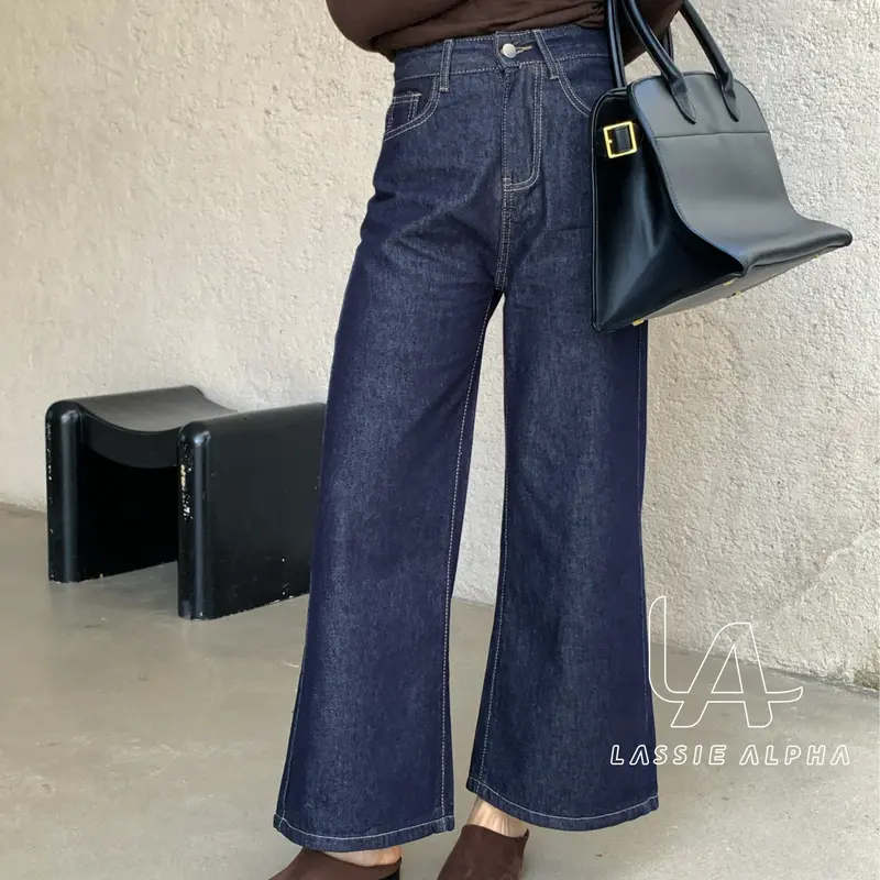 Lassie alpha J100 Jeans Wanita Cutbray Ultra Highwaist Color Model Unfinish Cutting Bahan Premium Celana Jeans Kulot Boy Friends Bahan Halus Lembut Cocok untuk Hangout Acara Formal Jeans Style Korean Kekinian 1