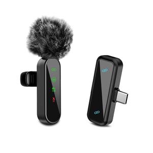 iPhone、Android用プロフェッショナルワイヤレスラベリーマイク - ステータスディスプレイ付きミニマイク、録音、ライブストリーミング、Vlog、TikTok用クリアな音質
