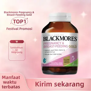 Blackmores Pregnancy & Breast-Feeding Gold - Top1 Festival Promosi - 60 Kapsul Lunak - Multivitamin Kehamilan & Menyusui - Dengan Asam Folat 400 µg & Fish Oil 1000 mg - Minyak Ikan Tidak Berbau
