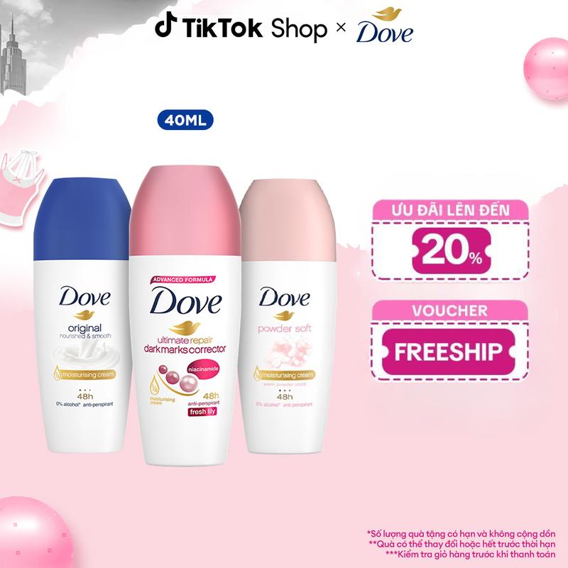 Chai Lăn Khử Mùi Hôi Dove Hỗ Trợ Dưỡng Da 40ml/chai