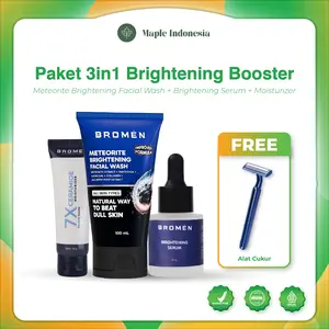 Bromen Brightening Facial Wash 3in1 Sabun Mencerahkan Kulit Hilangkan Komedo dan Flek Hitam Sabun Pria For Men - Face Wash - Brightening Serum - Moisturizer Dengan Charcoal Aktif & Ceramide 7x