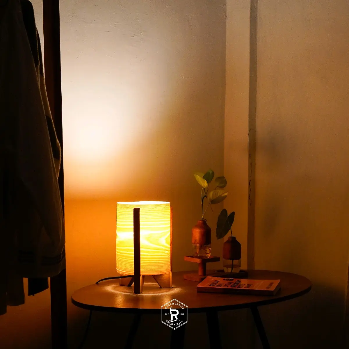 table lamp lampu tidur / lampu kamar aesthetic / lampu hias / lampu kayu / lampu meja aesthetic Saklar