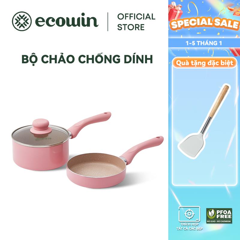 Bộ chảo sữa và chảo rán, Ecowin, chống dính, không chứa PFOA, thích hợp cho tất cả các bếp