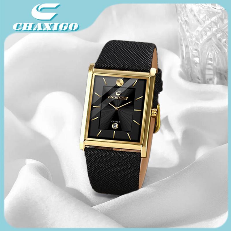 Đồng hồ CHAXIGO Original thương hiệu đơn giản dành cho nam và nữ, đồng hồ lịch kinh doanh chống nước, đồng hồ thạch anh hình vuông cổ điển dành cho nam CA-112-1