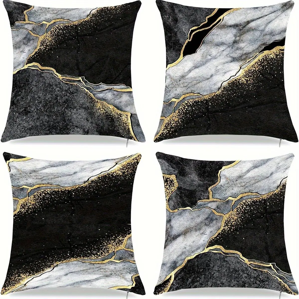 Abstract Pattern Cushion Cover without Filler, 4 Counts/set Square Throw Pillow Cover, Household Decoration Supplies for Home Living Room Bedroom