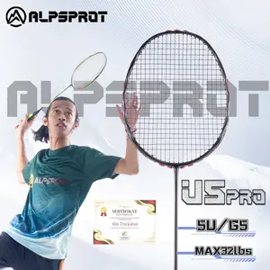 【ABU Trickshot】ALPSPORT V5  raket bulutangkis raket serangan berat 5U bingkai raket serat karbon penuh hadiah COD