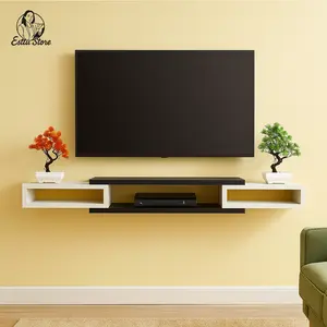 Esttu Store Rak TV Dinding Minimalis Gantung 117cm – Ambalan Tempel Blockboard 18mm | Tanpa Bor | Lebar 17cm Furniture