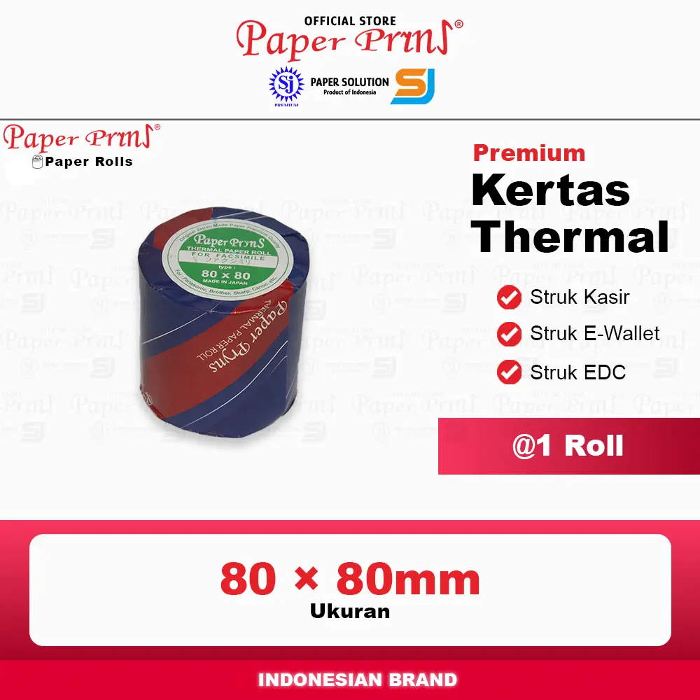Kertas Thermal Struk 80x80mm Paperpryns Premium (@1 Roll)