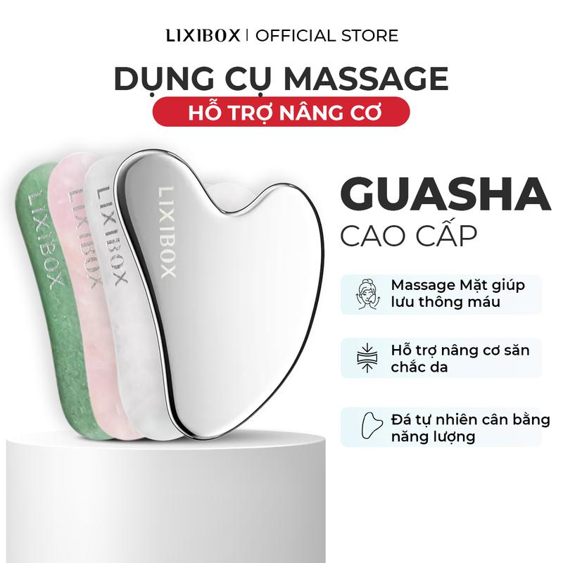  Dụng cụ Massage Mặt Đá Thạch Anh Xanh Hình Trái tim Lixibox Heart-Shaped Gua Sha Facial Tool Skincare Hỗ Trợ Làm Đẹp Da - guasha mát xa 