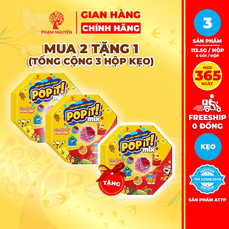   MUA 2 TẶNG 1  HỘP QUÀ TẾT 2026  Tổng cộng 3 Hộp Kẹo dẻo thiên thạch Mix vị - bát giác POPIT 112.5g 