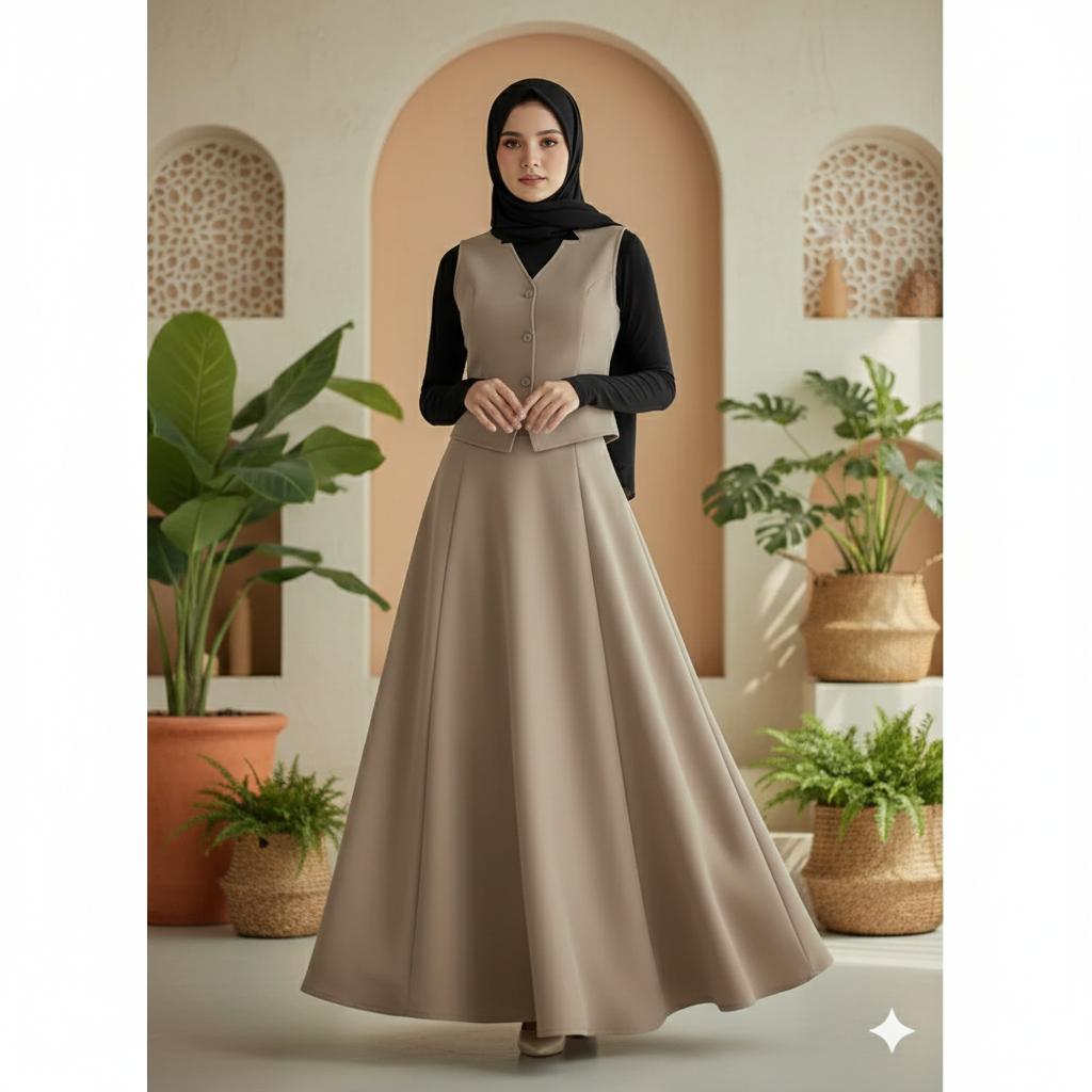 One Set Rompi Dan Rok Payung Kekinian SCUBA Premium Tebal Dan Melar