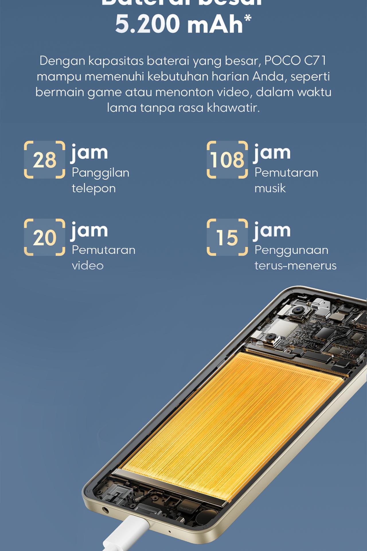 POCO C71 (4+4GB/128GB) Performa Cadas | Layar Cadas 6.88" 120Hz | Baterai Cadas 5200mAh | Expansi RAM hingga 8GB dan storage 128GB | 15W Pengisian daya Cadas [Official Store]