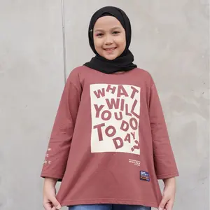 GYLKIDS Kaos Lengan 7/8 Anak Perempuan Bahan Cotton Combed 20s Usia 5-14 Tahun Sablon Plastisol HQ Kualitas Premium Lembut Nyaman