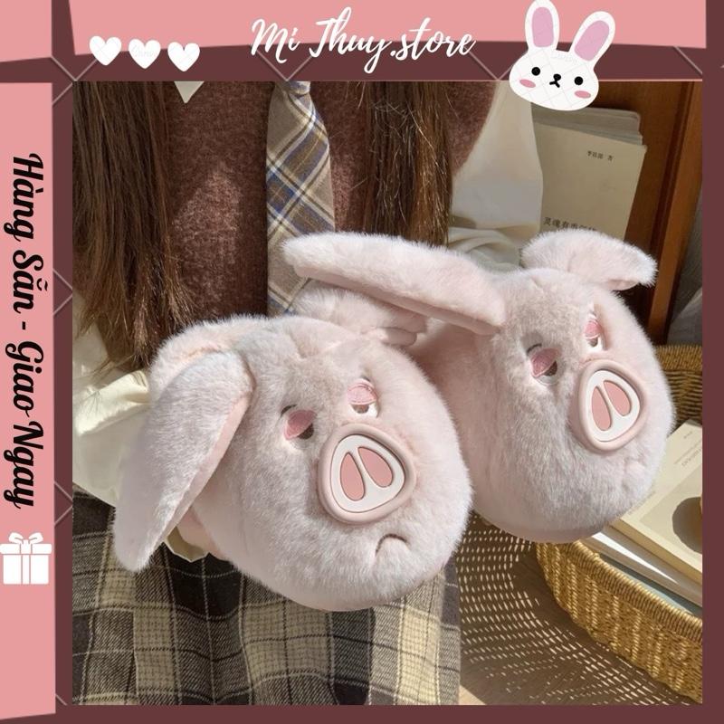 Mi Thuy Store Dép bông dép nữ đi mùa đông dễ thương hình heo DÉP BÔNG HEO