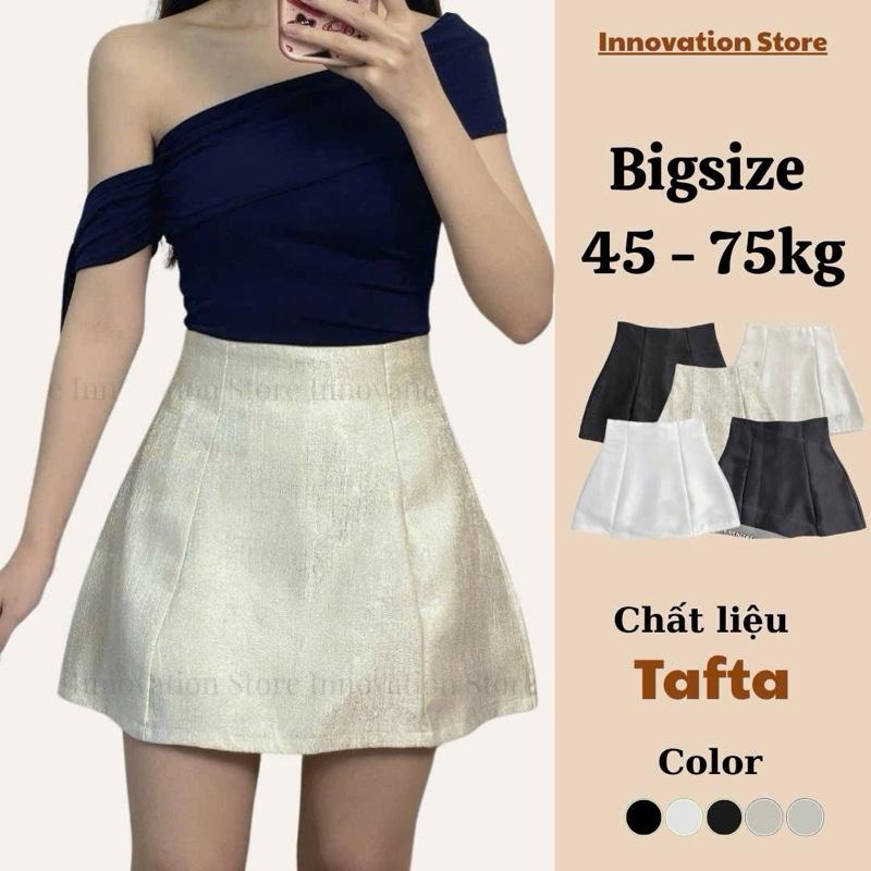 Chân Váy Chữ A Lưng Cao Vải Tafta Sang Chảnh Có Lót Trong Tôn Dáng TA-8818 Nữ Women Đen Bigsize Khuy