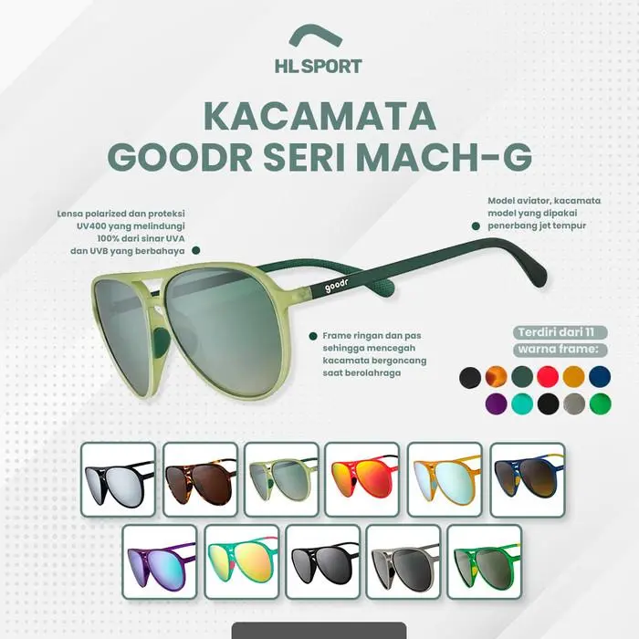 Kacamata GOODR MACH-G AVIATOR Running Sunglasses Polarized All Color Frame Lensa