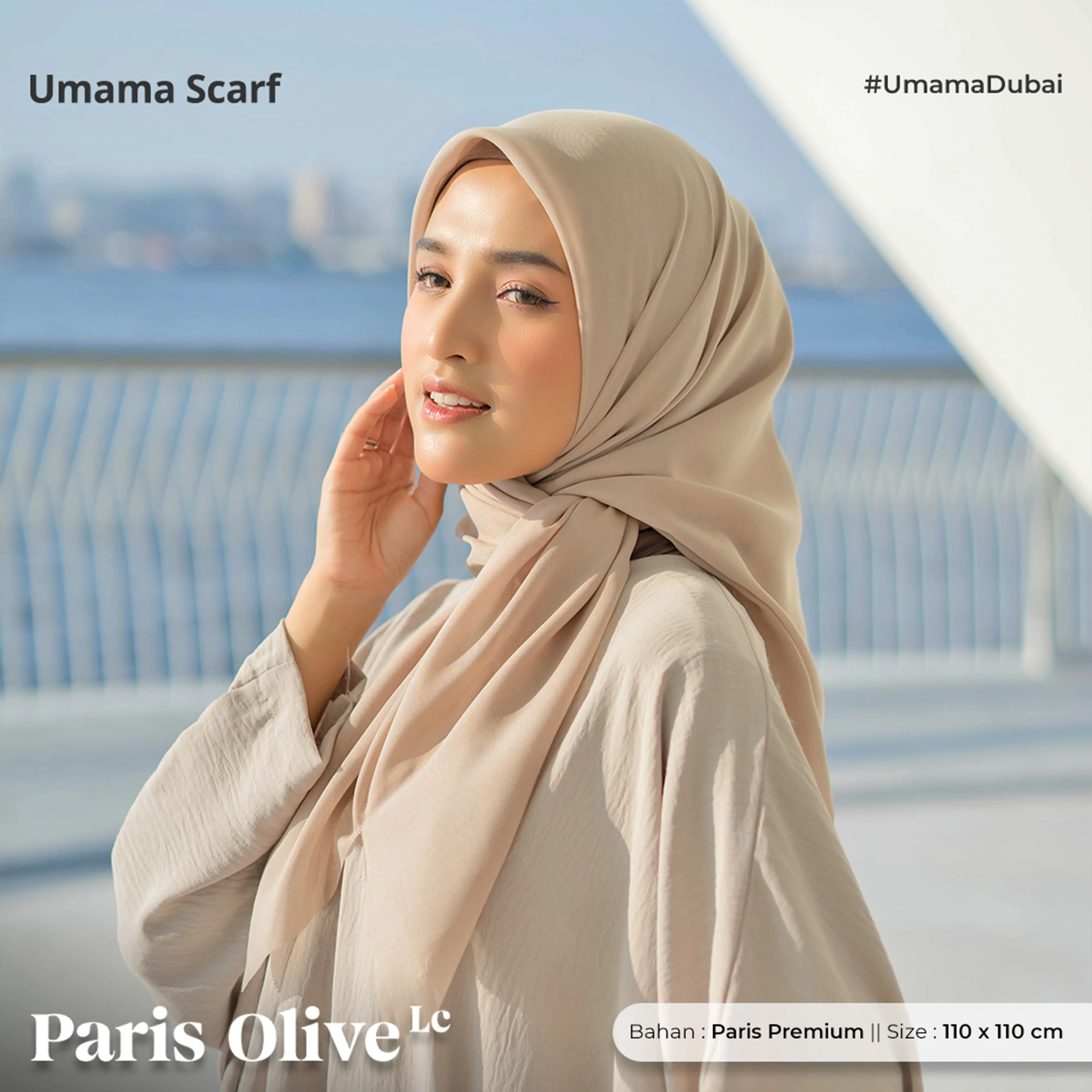 Umama Scarf kerudung PARIS OLIVE LC 110x110 cm jilbab paris premium paris olive
