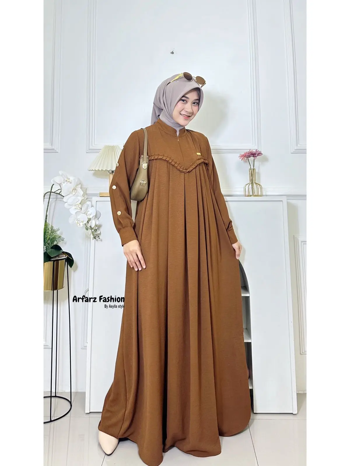 Gamis Arumi Crinkle Airflow by Arfarz Fashion Terbaru untuk Wanita Muslim Dress