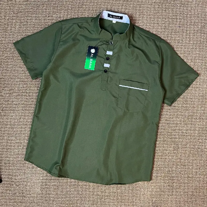 Koko anak laki laki lengan pendek motif dada polos usia 8-15 tahun koko kurta terlaris kekinian Muslim Baju Katun 2