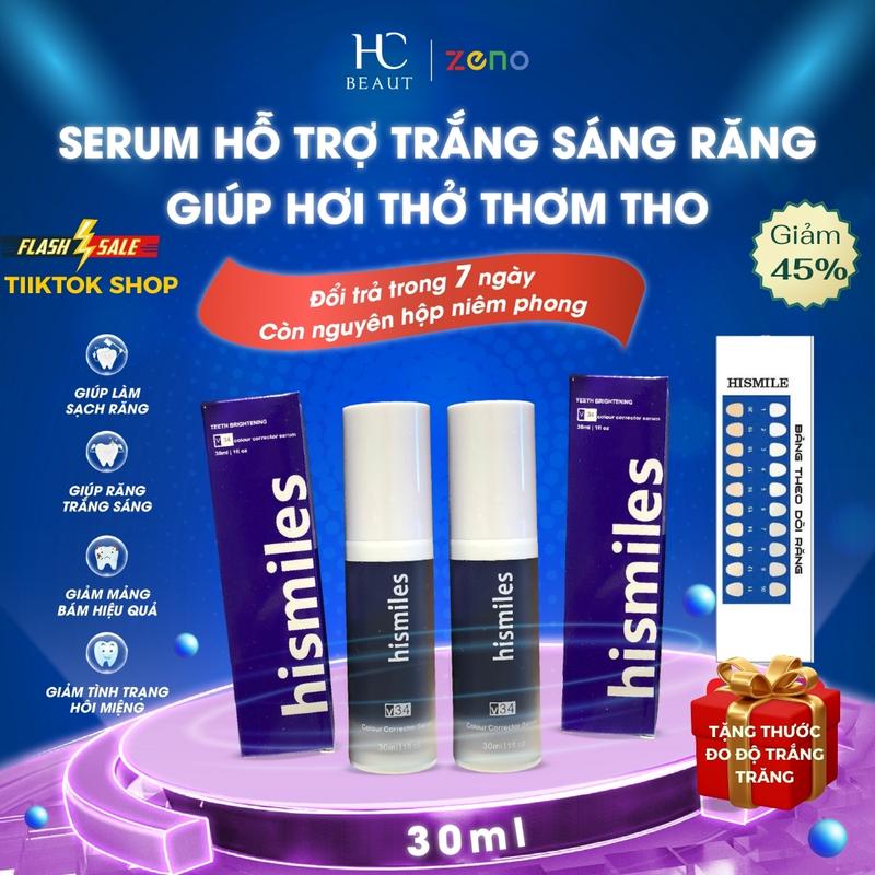 [30ml lọ lớn] Serum Tinh chất Trắng Răng Hismiles, hỗ trợ Làm Sáng Răng, Giảm vôi răng, cao răng, hôi miệng