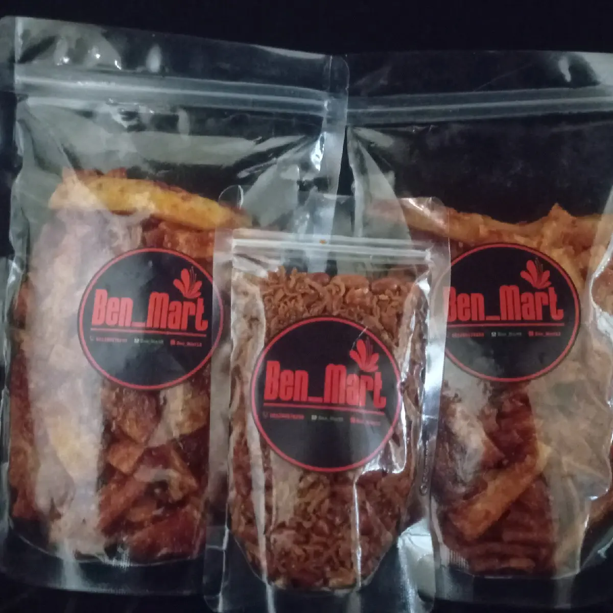 Paket 3 Pcs Teri Kacang & Kripik Singkong Balado Pedas Manis - Cemilan Instan Enak - Snack, Food