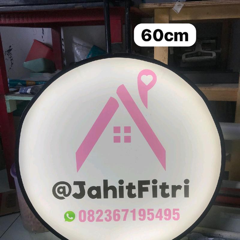 Neon Box Bulat 30,50,60cm 2 Sisi Menyala Terang tahan panasnya hujan dengan Bracket Besi 3